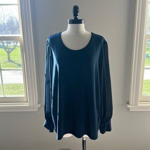Navy top with long chiffon sleeves